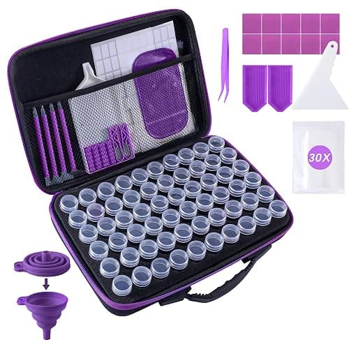 LYMUSUMI Diamond Art Storage Containers 60 Slots Diamond Painting Tool | Diamond Painting Accessorie Portable Bead Organizer Boxes for Adults(Purple) - Image 1