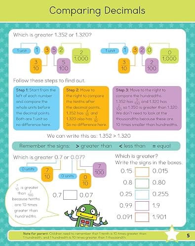 Fifth Grade Math Workbook for Kids Ages 10-11: Over 75 Activities - Number Skills, Algebra, Fractions, Geometry, Measurement and Data and more thumbnail 4