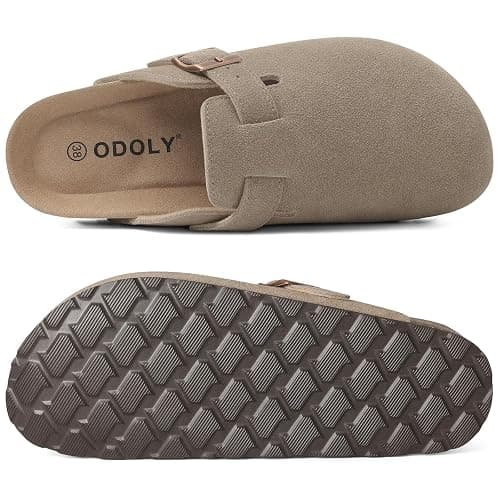 ODOLY Genuine Suede Clogs for Women Men Soft Cork Footbed Leather Mules Comfort Potato Shoes with Arch Support thumbnail 5