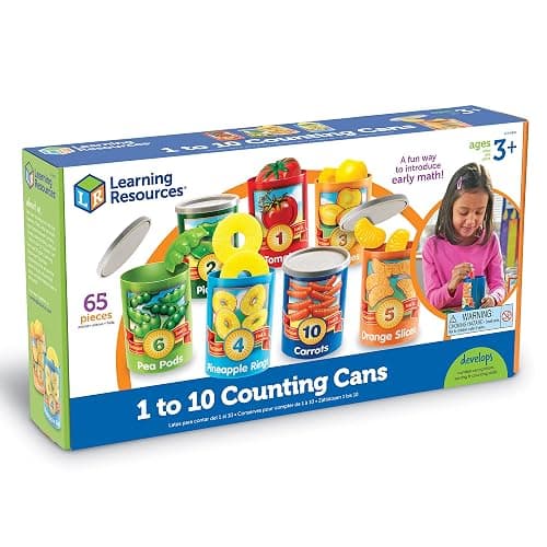 Learning Resources One to Ten Counting Cans - 65 Pieces, Ages 3+, Toddler Activities, Preschool Pretend Play, Supermarket Food Toys thumbnail 9