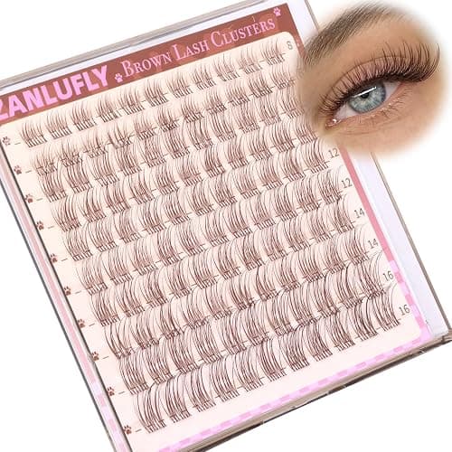 Brown Lash Clusters Natural Eyelash Clusters Invisible Band Brown Lash Extension C Curly Dark Brown Wispy Lash Extension DIY Individual Eyelash Extension by zanlufly thumbnail 8