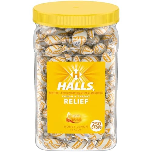 HALLS Relief Honey Lemon Cough Drops, Bulk Cough Drops, 250 Drops - Image 1