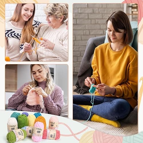 LIHAO Crochet Yarn Set, 4ply Acrylic Yarns for Crocheting, Knitting Yarn Balls for Beginners Adults Kids Crafts - 12 x 15g thumbnail 7