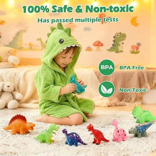 Color Changing Dinosaur Bath Toys: No Hole Mold Free Bath Toys for Kids Ages 3-5 & 4-8 | Magic Water Activated Bathtub Dino Play Set for Toddler Boys Girls thumbnail 6