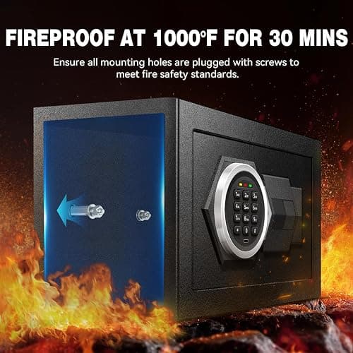 Fdsutvit Fireproof Home Safe Box- Steel Digital Combination Lock Security Box with Type-C Backup & Sensor Light, Key Lock Safety Box for House Office Documents Money Jewelry Handgun - Black 2.0 Cu Ft thumbnail 4