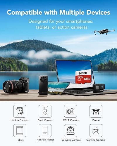 Lexar 128GB Micro SD Card, microSDXC UHS-I Flash Memory Card with Adapter - Up to 100MB/s, A1, U3, Class10, V30, High Speed TF Card thumbnail 3