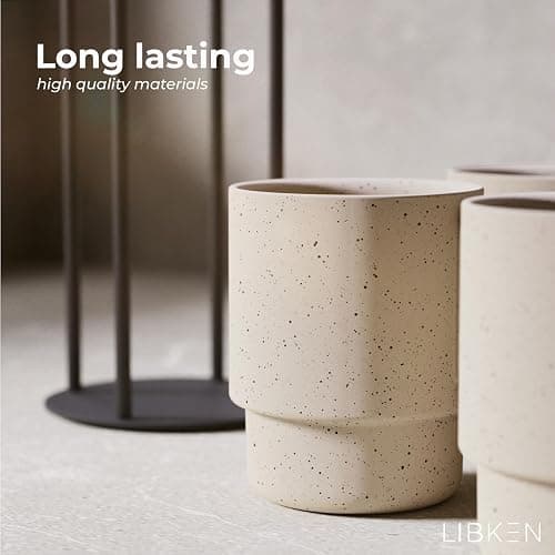 Stackable Coffee Mug Set with Black Stand - 4x8oz Ceramic Mugs with Unique Sprinkled Optics - Powder Coated Metal Rack - Dishwasher-Safe - Microwave & Oven - Scandinavian Minimal Design thumbnail 5