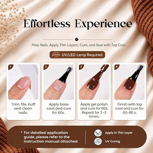 Beetles Brown Gel Polish Set, Toasty Aroma Collection, 6 Fall Colors | Nude Brown Nail Colors UV LED Lamp Salon DIY at Home Nails Gifts for Women thumbnail 7
