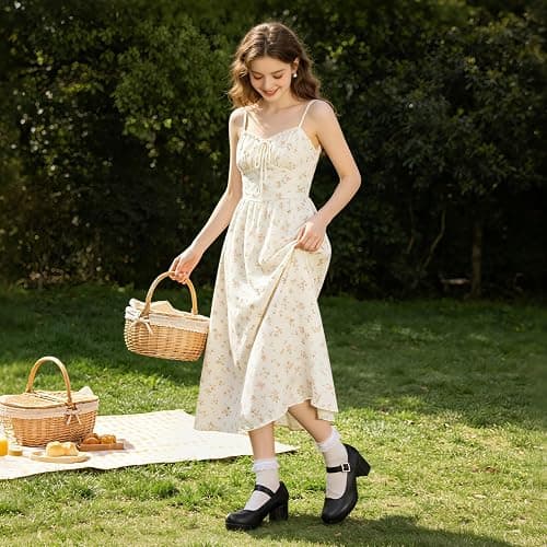 femflame Women's Low Chunky Heel Mary Jane Pumps Ankle Buckle Strap Sweet Round Toe Dress Shoes JK Cosplay Uniform Dress Shoes thumbnail 3