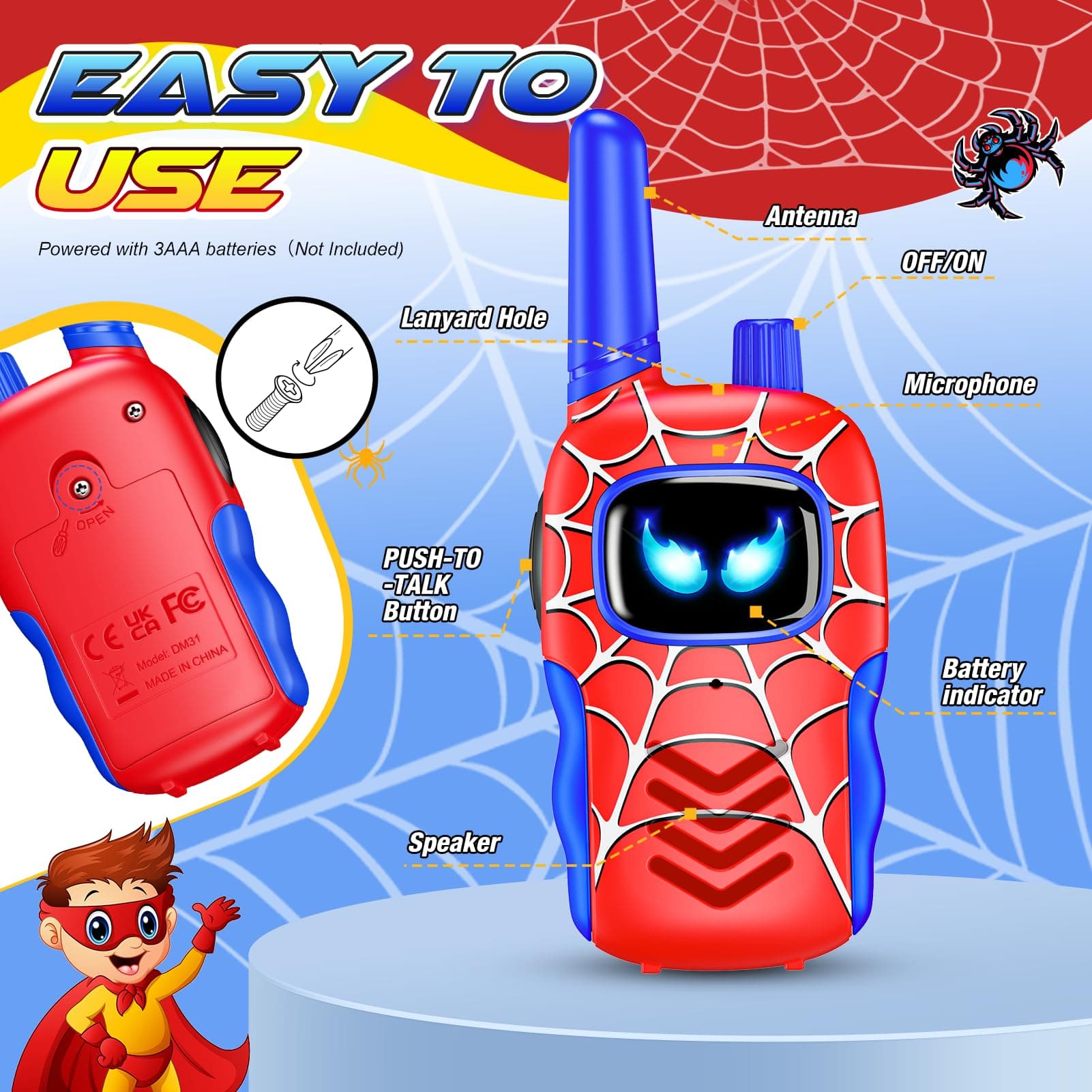 Walkie Talkies for Kids, Vingtank Walkie Talkie for 3 4 5 6 7 8 Year Old Boys Gifts Toddler Outdoor Toys for Boy Age 3-5 6-8 Camping Birthday Gifts for 3-8 Year Old Boy Girl thumbnail 3