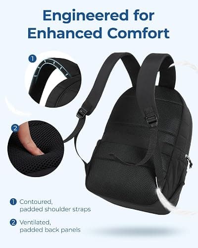 BAGSMART College Laptop Backpack, Travel Backpack for Women, Quilted Casual Daypack, Water-Resistant Bookbag for 15.6 Inch Laptop, Black - Black thumbnail 5