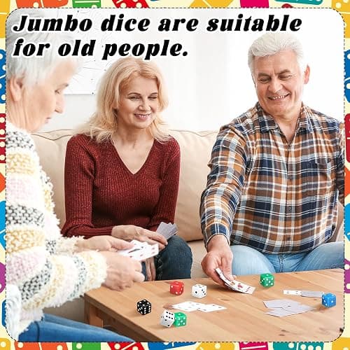 Poen 30 Pcs Standard Dice 25 mm Casino Theme Party Dice Large Opaque Jumbo Acrylic D6 Bulk Sifter for Casino Theme Party Board Vegas Birthday Supply(Colorful) thumbnail 4