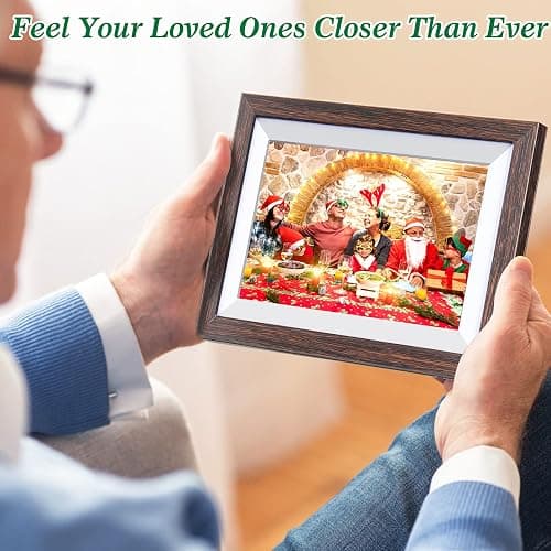 Frameo 10.1 Inch WiFi Digital Picture Frame with Frameo App, IPS Touch Screen HD Electronic Digital Photo Frame, Share Photos & Videos Instantly, Auto-Rotate Digital Picture Frame, Brown Wood thumbnail 5
