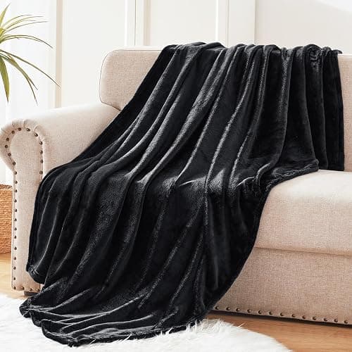 Exclusivo Mezcla Extra Large Fleece Throw Blanket for Couch, Sofa, 300GSM Super Soft and Warm Blankets, Black Throw All Season Use, Cozy, Plush, Lightweight, 50x70 Inches thumbnail 6