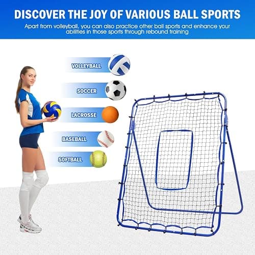 Winthai Volleyball Rebounder Net, 6 Angles Adjustable Pitch Bounce Back Baseball Softbal Lacrosse Rebound Sports Practice Training Equipment with Strike Zone for Backyard Indoor Outdoor thumbnail 3