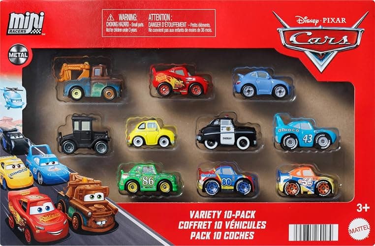 Mattel Disney and Pixar Cars Toy Vehicles 10-Pack, Set of 10 Mini Racers of Favorite Characters from the First Cars Movie (Styles May Vary) thumbnail 6