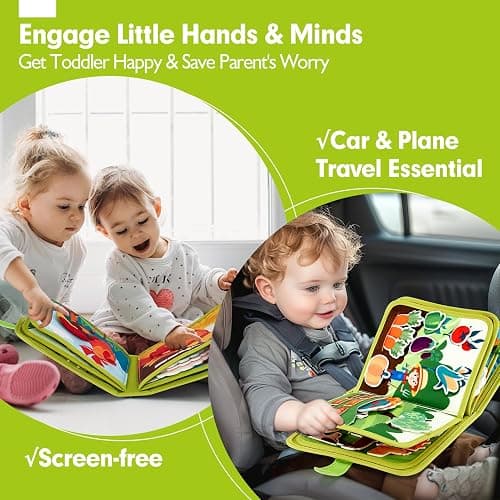 hahaland Busy Book for Toddlers 1-3 - Montessori Toys Busy Board for 1 Year Old Boy Gifts Girl Toys Educational Learning Quiet Activity Books Toddler Airplane Travel Toy 1-2 One Year Old Birthday Gift thumbnail 6