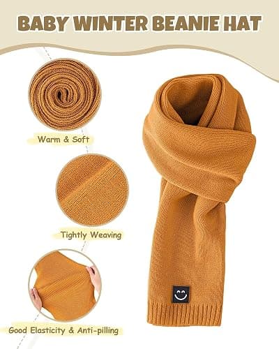 Baby Beanie Mittens Scarf Set,Toddler Kids Winter Hat and Thermal Gloves Neck Warmer Set for Girls Boys thumbnail 3