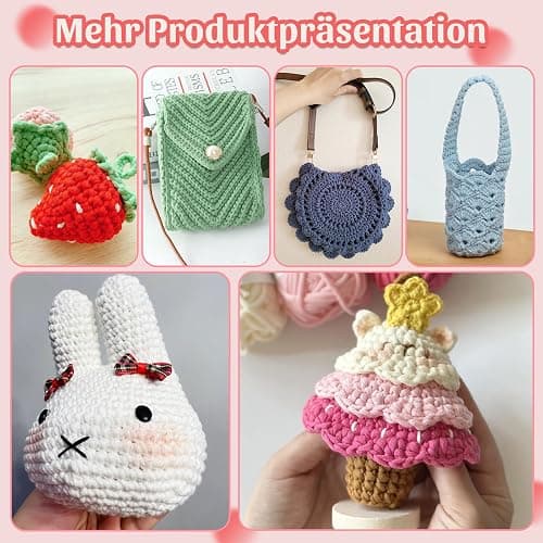 4 X 50g Häkelgarn Wolle zum Häkeln Dickes Garn Häkelwolle Crochet Yarn Chenille Wolle zum Häkeln gut Sichtbare Maschen, Dicke zum Häkelns Dickes Baumwoll-Nylon-Hellgrünes mit Häkelzubehör thumbnail 7