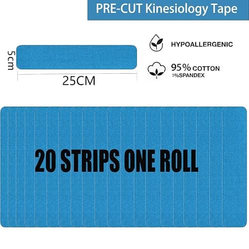 Kinesiology Tape Precut (3 Rolls,60 Precut Strips) Waterproof Sports & Athletic tape for Athletes - Therapeutic Physio Elastic Sports Tape Pain Relief Adhesive for Muscles Shin Splints Ankle Neck Knee & Shoulder 5m(Pink) thumbnail 3