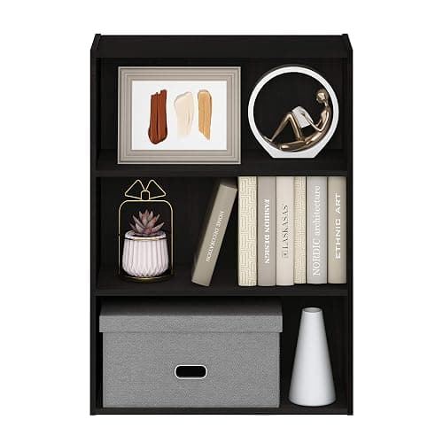 Furinno PASIR Book Shelf, 3-Tier Bookshelf, Storage Shelves Bookcase, 9.7 x 23.7 x 31.5, for Living Room, Bedroom, Home Office, Espresso thumbnail 8