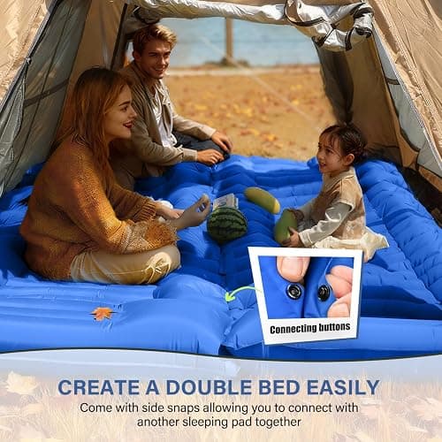 FUN PAC Camping Sleeping Pad, Ultralight Camping Pad with Pillow Built-in Foot Pump Inflatable Sleeping Mat Compact for Camping Backpacking Hiking Traveling - Blue, Single thumbnail 4