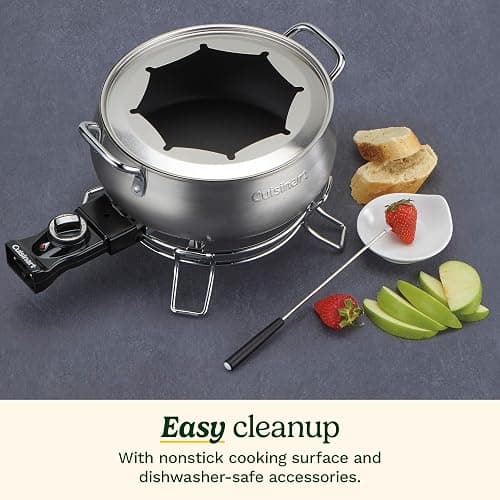 Cuisinart Fondue Pot Set, 3-Quart Stainless Steel Electric Fondue Pot for Chocolate, Cheese, Broth, and Oil, Includes 8 Forks, Temperature Control, Nonstick Interior, Dishwasher Safe, CFO-3SSNAS thumbnail 6