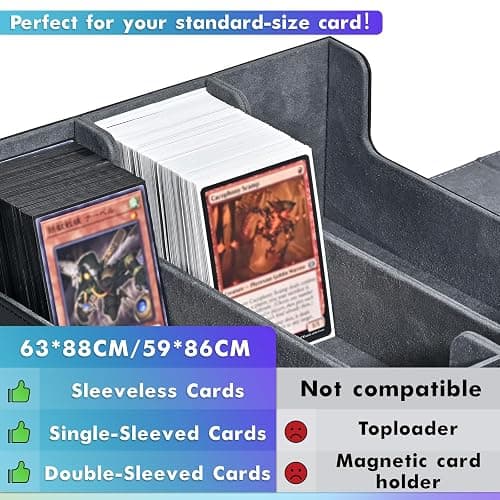 UAONO Trading Card Storage Box, Holds 1800 Sleeved Cards with 10 Dividers & 3 Stoppers, Magnetic Closure PU Leather Card Case for MTG, PTCG, YGO, Sports Cards (Black) thumbnail 4