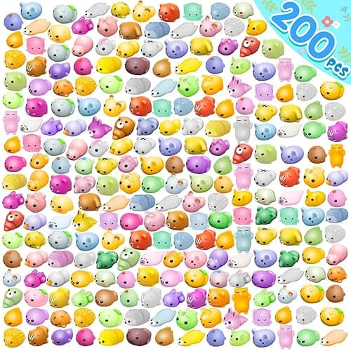 Dioju 200 Pcs Mochi Squishy Toy, Mini Kawaii Squishies Bulk Sensory Fidget Toys Goody Bag Party Favors for Kids, Classroom Prizes Pinata Filler Carnival Stocking Stuffers Christmas Birthday Gifts - 200pcs Squishy Toys