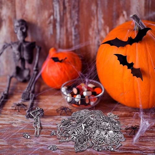 Hicarer 80 Pieces Antique Silver Pendants Charms Pendants Halloween Jewelry Making Accessory for DIY Necklace Bracelet thumbnail 2