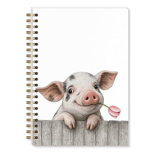 Shescrzionu Cute Pig notebook for women, Funny Kawaii spiral journal for Teen Girls,Aesthetic Farm Animal Writing journal Pretty Diary for School and Office, Daily Notes pig gifts for women-B03 - Image 1