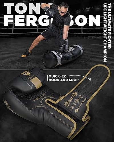 RDX Boxing Gloves, Pro Training Sparring, Maya Hide Leather, Muay Thai MMA Kickboxing, Men Women Adult, Heavy Punching Bag Focus Mitts Pads Workout, Ventilated Palm, Multi Layered, 8 10 12 14 16 18 Oz thumbnail 6