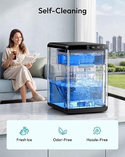 EUHOMY Nugget Ice Maker Countertop, 44Lbs/24H Sonic Ice Maker Machine, Self-Cleaning Pellet Ice Makers with Ice Scoop&Basket, Countertop Pebble Ice Maker for Home/Kitchen/Office thumbnail 7