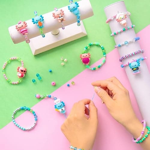 Fashion Angels Charm Changers Axolotl League Jewelry Design Kit, Includes Adorable Axolotl Charms & Over 700 Beads, Custom Jewelry Craft Activity for Kids thumbnail 6