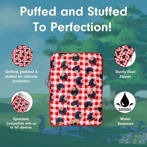 Sonix | Puffy Laptop Sleeve | 15-16 Inch, Quilted Pillow Puffer Laptop Carrying Case, Computer Sleeve | Monchhichi Check thumbnail 5
