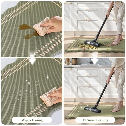 KIMODE Anti Fatigue Mats for Kitchen Floor 17"x47"+17"x29", Farmhouse Kitchen Rugs Sets of 2, Cushioned Kitchen Floor Mat Non Skid, Memory Foam Kitchen Mat for Laundry Office Sink Desk Olive Green thumbnail 4