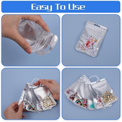Shimmeroo 100Pcs Diamond Beads Storage Bags, Pouches for DIY Diamond Art | Reusable Jewelry Earring Painting Storage Accessories, Bead and Gem Organizer for DIY Craft, 4.33 x 2.76 Inch thumbnail 5