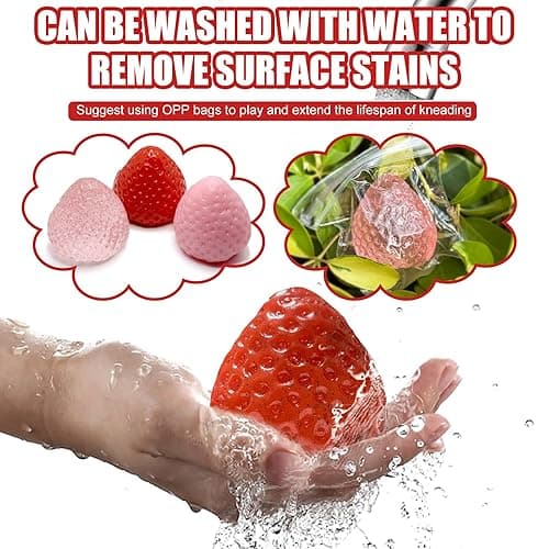 3Pcs Big Taba Squishies Strawberry, Cute Strawberry Squeeze Toys, Upgrade Fruit Squishies, Kawaii Sticky Stress Toys, Clear Fidget Toys, OPP Packaging Gifts & Perfect Desk Accessory for Kids Adults thumbnail 7