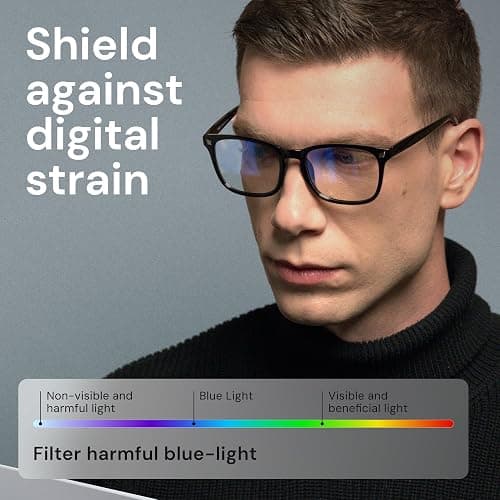 Blue Light Blocking Glasses - Fashion Square Eyeglasses, Anti UV Ray Computer Gaming Glasses Blue Blockers for Women/Men thumbnail 5