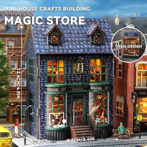 Flever Dollhouse Miniature DIY House Kit Creative Room with Furniture for Romantic Valentine's Gift (Magic Store) thumbnail 3