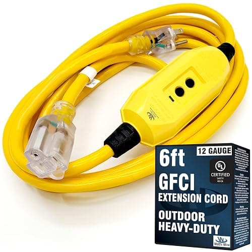 6 ft GFCI Extension Cord - Outdoor Extension Cord Waterproof - Heavy Duty Outdoor Extension Cords 6 ft - Watts Wire - 6' Grounded - GFI Cord - Image 1