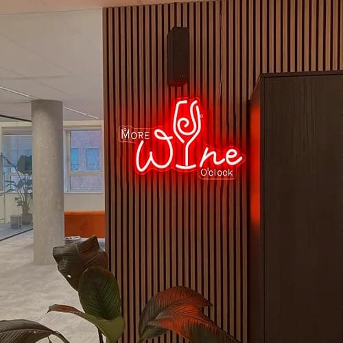 Wine Glass Neon Sign More Wine O'clock Neon Light for Wall Decor Red LED Signs for Bar Pub Home Bar Restaurant Bedroom Party Decoration USB Powered Wine Time Sign Lights thumbnail 2