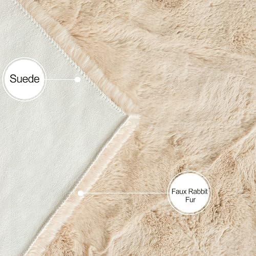 ORINOVA Teppich Beige Rund Flauschig 90 cm Kunstfell Runder Teppich Schlafzimmer Fellteppich Wohnzimmer Kinderzimmer Klein Deko Kuschelig Waschbar thumbnail 7