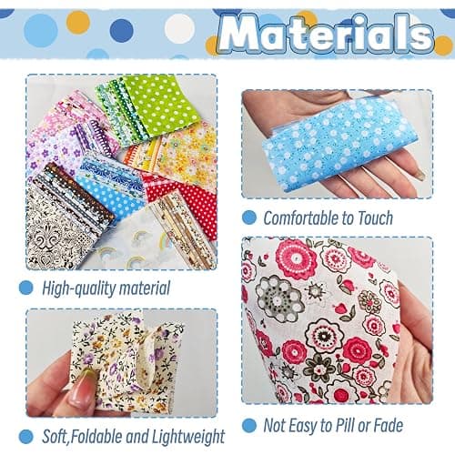 200 Pcs 4" x 4" (10cm x 10cm) Cotton Craft Fabric Bundle Squares,Sewing Scrapbooking Quilting Dot Pattern,DIY Patchwork Fabric Sets for Craft Cloths Handmade Accessories thumbnail 3