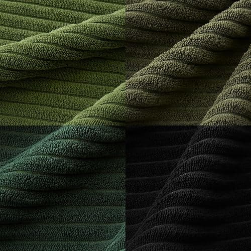 MIULEE Boho Farmhouse Throw Pillow Covers 18x18 Inch Set of 4 Mordern Neutral Green Cushion Covers Soft Corduroy Nordic Home Decor for Spring Couch Bed Sofa Living Room Green-Black thumbnail 6