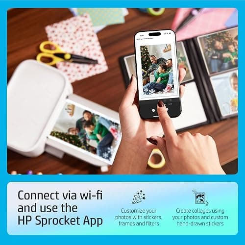 HP Sprocket Studio Plus 4x6 Wireless Instant Photo Printer, 10 Sheets + Cartridge, Wi-Fi, Premium Dye Sublimation, Compact Home Use, Prints Vibrant Color Pictures, Editing App for Creative Photos thumbnail 3