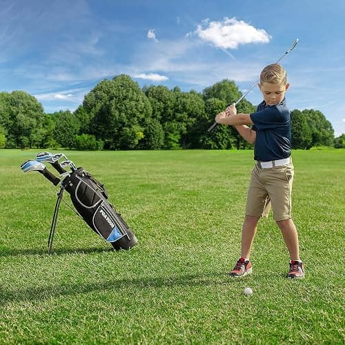 PGA Tour Youth Golf Club Set for Ages 8-12 (4’8”-5’2”) and 12+ (5’2”+), Right and Left-Handed Kids Golf Sets – Beginner Junior Golf Clubs with Lightweight Stand Bag, Mallet Putter, Hybrid, Driver thumbnail 7