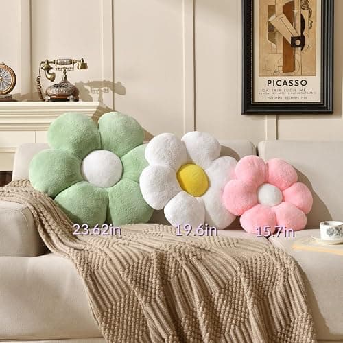 Vdoioe 3PCS Flower Pillow Set,15.7In Daisy Pillow Purple Pink | Decorative Throw Pillows,Plush,PP Cotton Filling,Flower Shaped,Seating Cushion,for Sofa Couch Bed,Cute Home Decor thumbnail 2