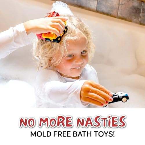 SplashEZ Mold Free Baby Bath Toys, No Hole Bath Toys for Toddlers, Bathtub Cars Set for Kids Ages 1-3, No Mold Floating Water Vehicles Set for Pool, BPA-Free, Safe, Fun, Infant Ages 1 3 6 12 18 Months thumbnail 2