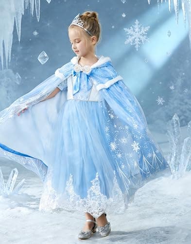 Hulaha Girls Warm Princess Velvet Hooded Cape Kids Play Party Cape Girls Dress up Coloak thumbnail 2
